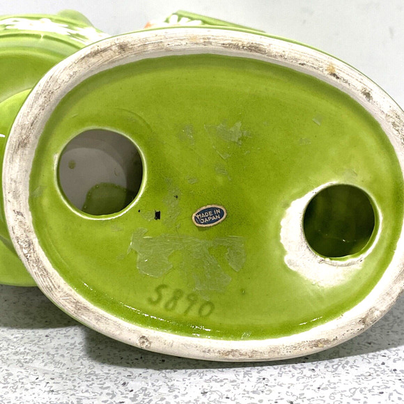 Vintage 1970 ceramic flower pot planter vase green white daisy candlestick phone - Picture 7 of 10